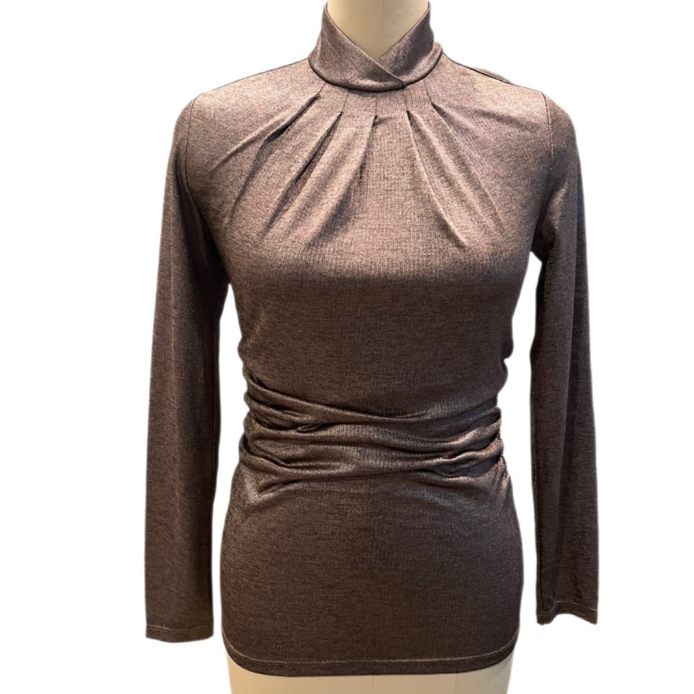 E3 by Etcetera Metallic Jersey Mock Neck Size S NWT